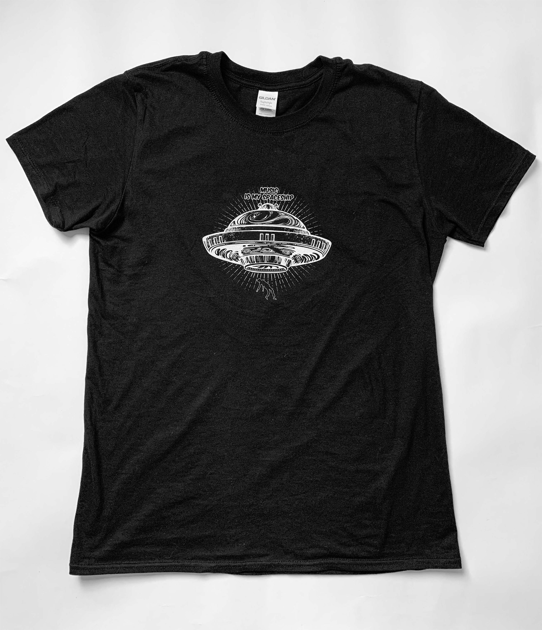 Music is My space Ship T shirt Flying Saucer
